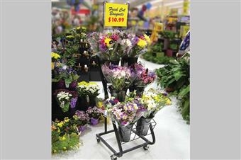 Black Six-Vase Flower Cart