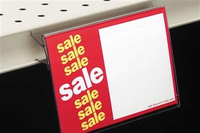 BS2020 Clear Covered-Face Sign Holder, Below Shelf Mount