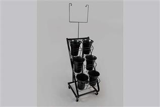 Black Six-Vase Flower Cart