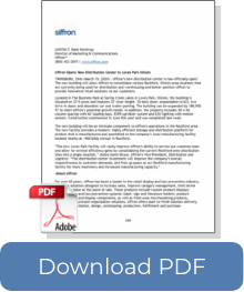 SIFFRON OPENS NEW DISTRIBUTION CENTER IN LOVES PARK ILLINOIS