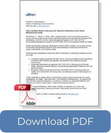 siffron Solidifies Market Leadership with Triple ISO Certification at Des Plaines Manufacturing Facility